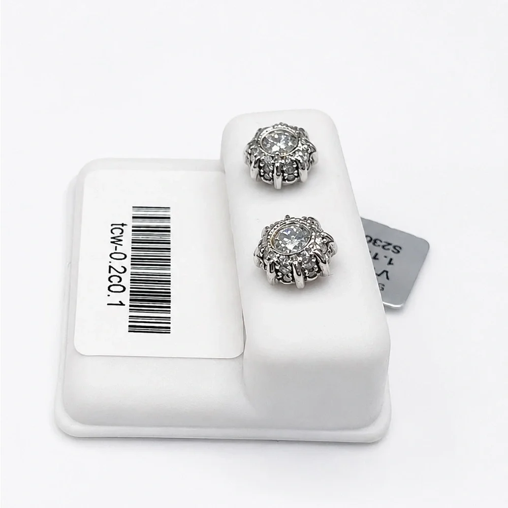 925 Sterling Silver 1.16CT MOISSANITE Halo Stud Screw Back Earrings